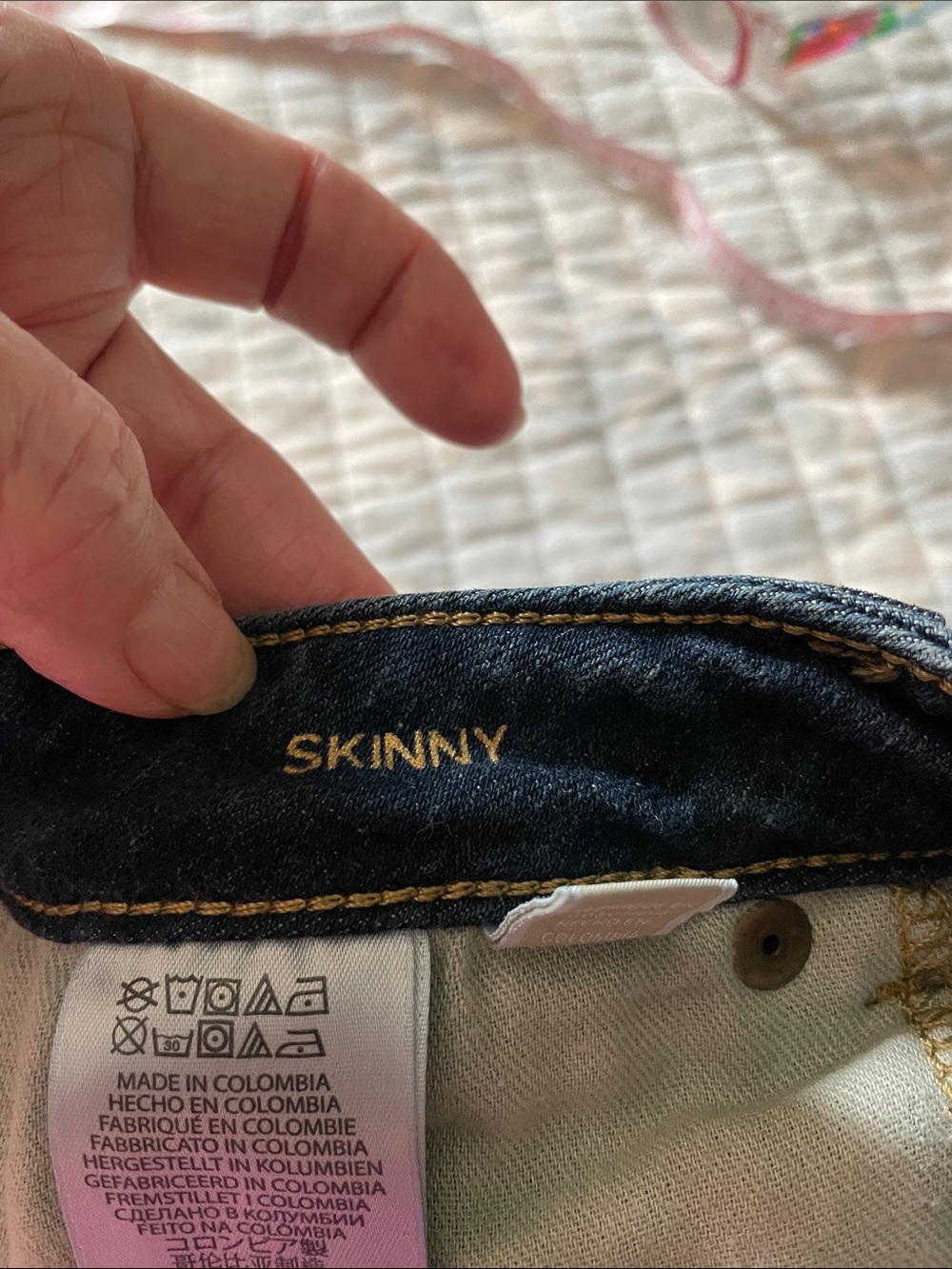 Michael Kors Women's Dark Wash Skinny Jeans with Logo Accent - Picture 4 of 8